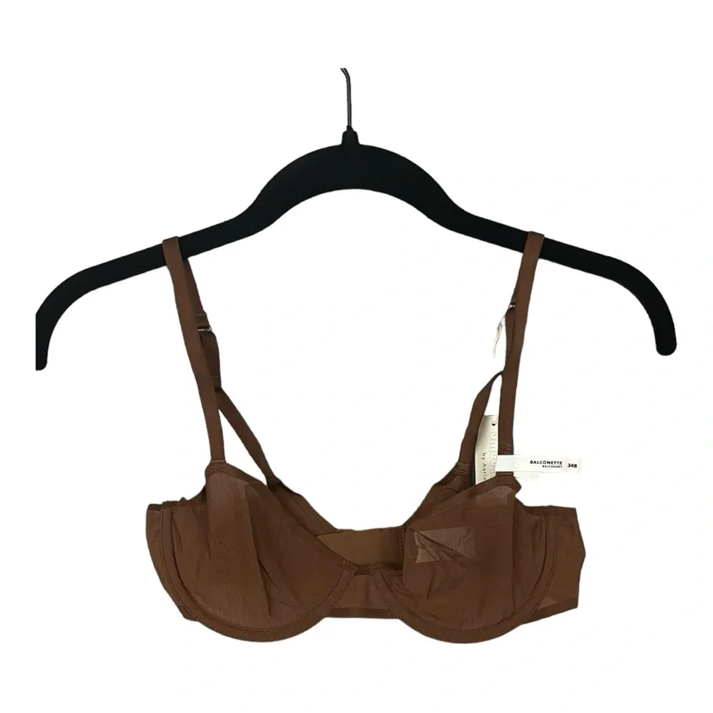 Aerie SMOOTHEZ‎ Mesh Unlined Bra in Universe Brown 34B NWT